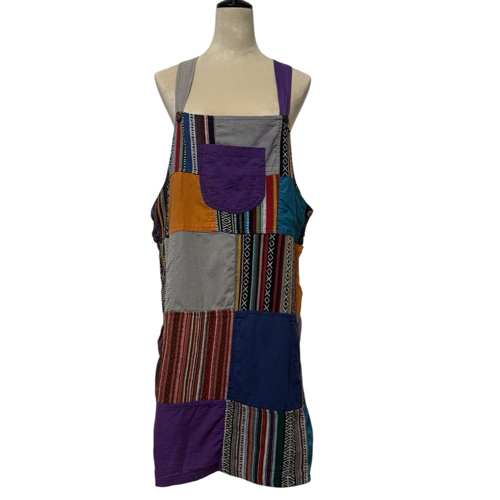 Like International Patchwork Pinafore Dress L/XL Nepal Boho Festival Hippie